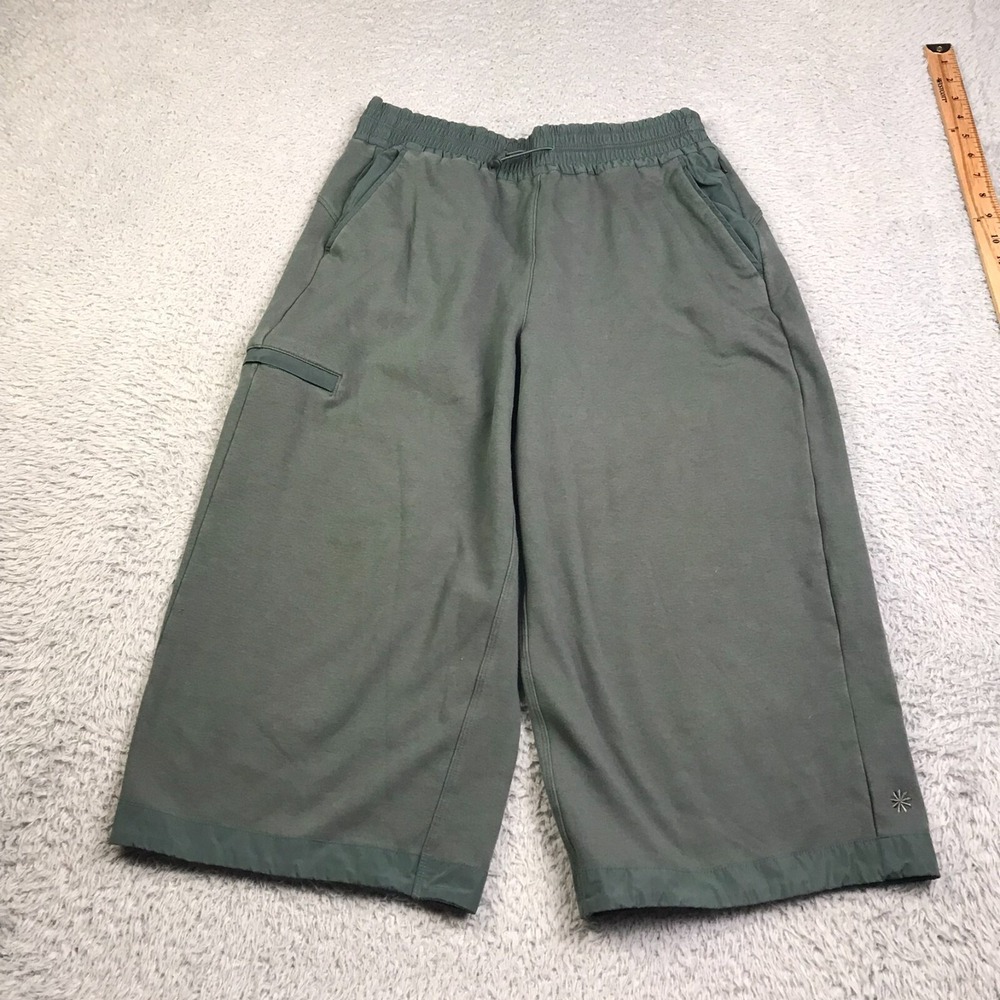 Athleta Triumph Hybrid Wide Leg Crop Pants Womens M (29x19) Green Sweatpants